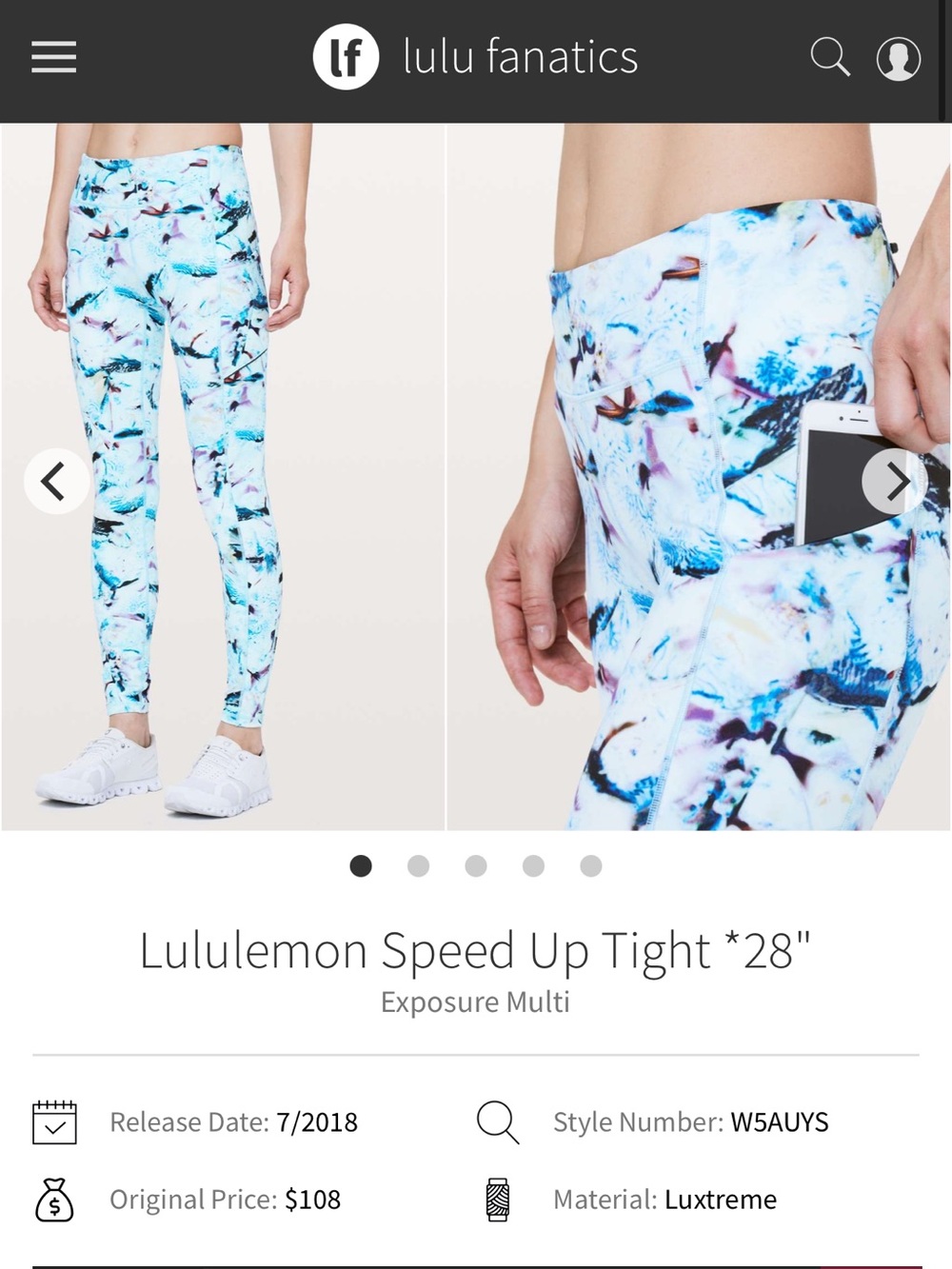 Lululemon Speed Up MR 28” tight Sz 8 Exposure Multi